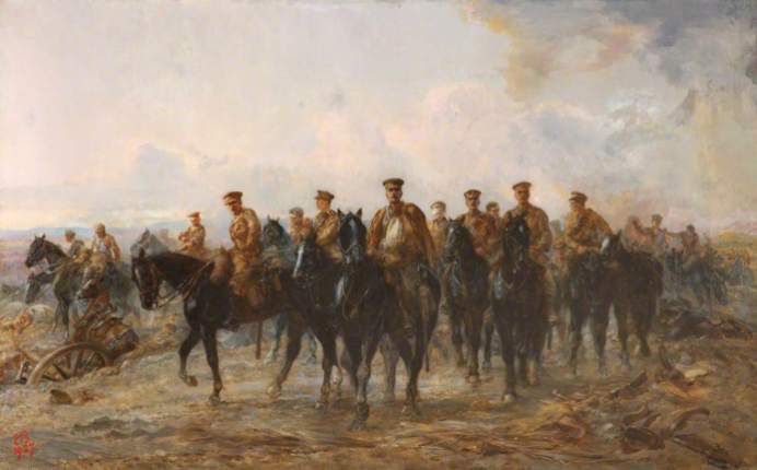 The Royal Horse Guards retreat from Mons, 1914, Lady Butler